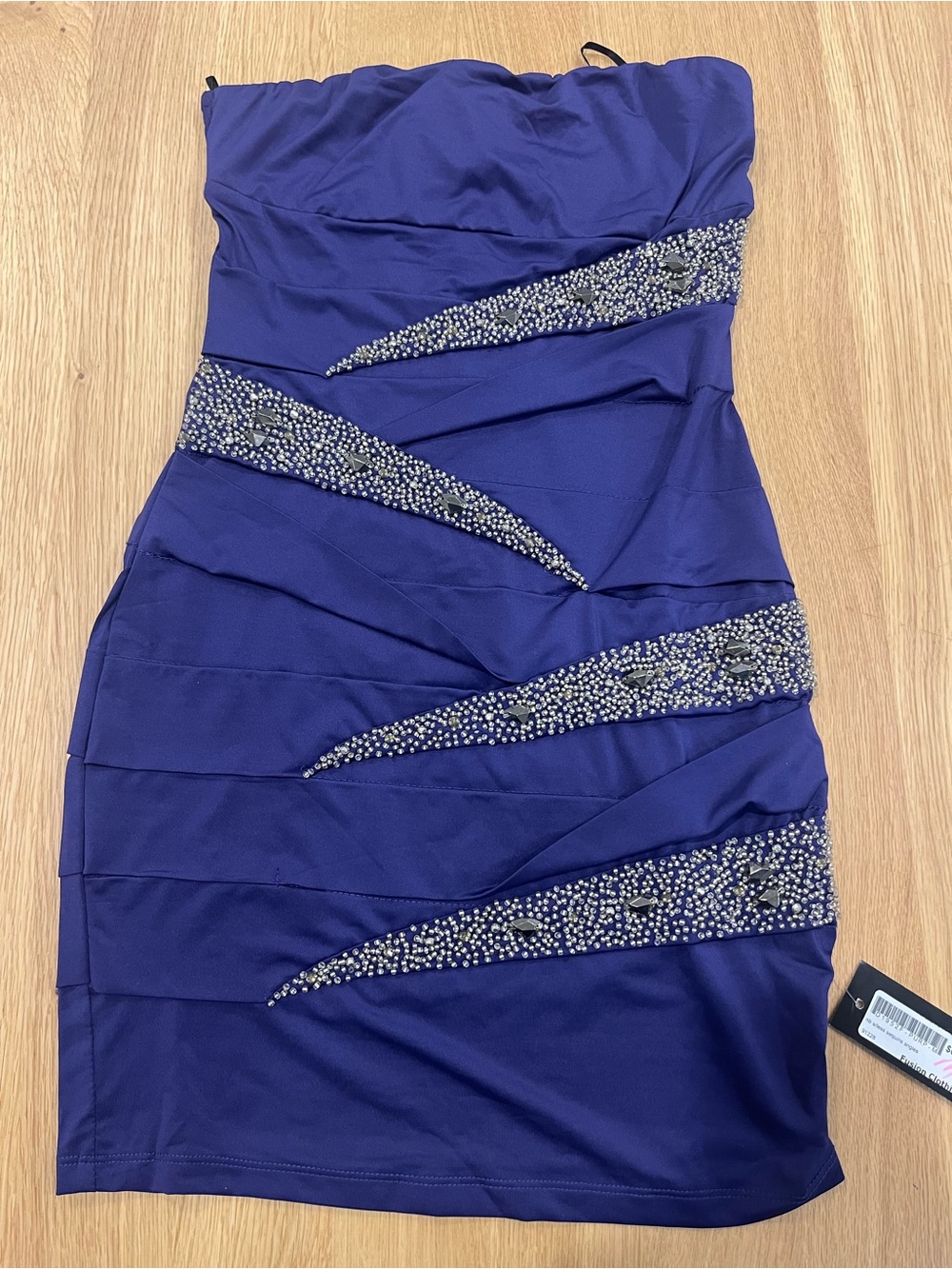 Strapless Beaded Purple Cocktail Dress